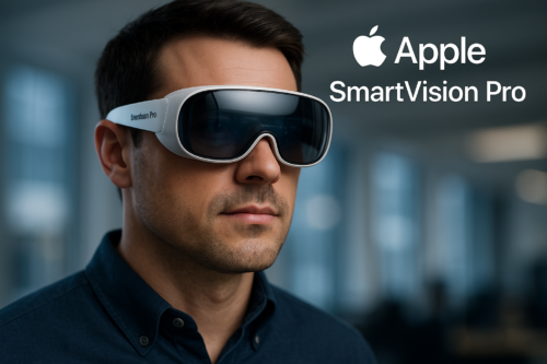 Apple SmartVision Pro yeni AI gozluk – futuristik dizaynli inteligent cihaz test goruntusu
