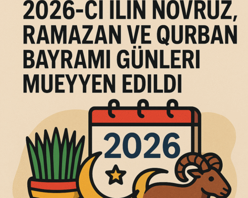 azerbaycanda 2026 bayram gunleri, novruz ramazan qurban tatil tarixleri konsept sekli