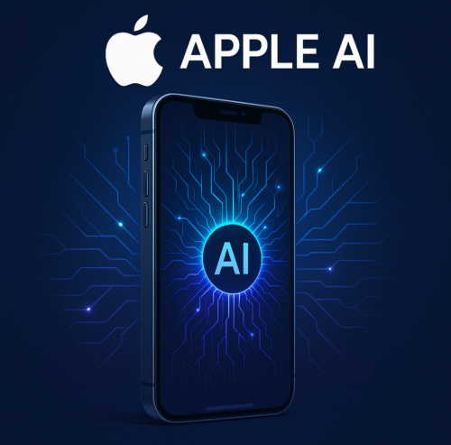 apple yeni ai funksiyasi ile iPhone cihazlarinin zeki destek illustrasiyasi