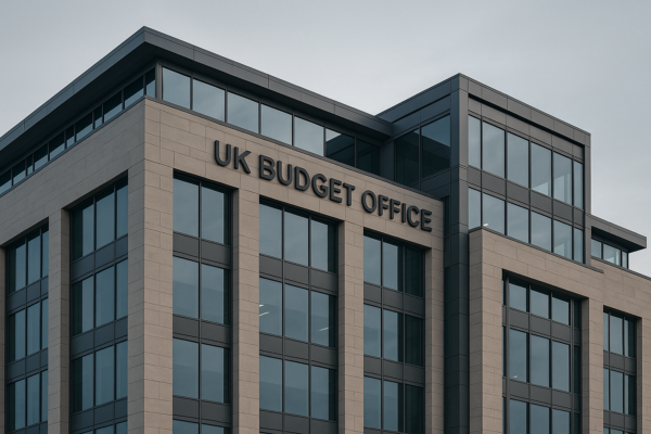 UK budget office building concept illustrating economic and political tension