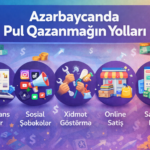 Azerbaycanda freelans isler, sosial sebeke gelirleri, online satis, sayt ve blog ile pul qazanmag yollari gosterilen infoqrafika